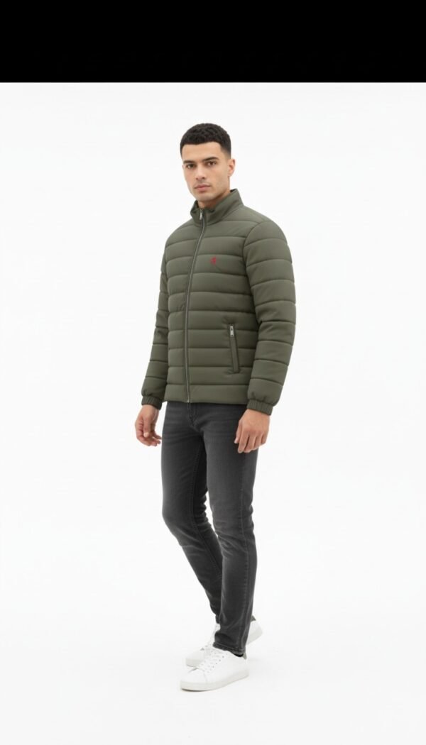 Photoroom-20260914_083250866 Men’s Olive Green Lightweight Quilted Puffer Jacket with Stand Collar